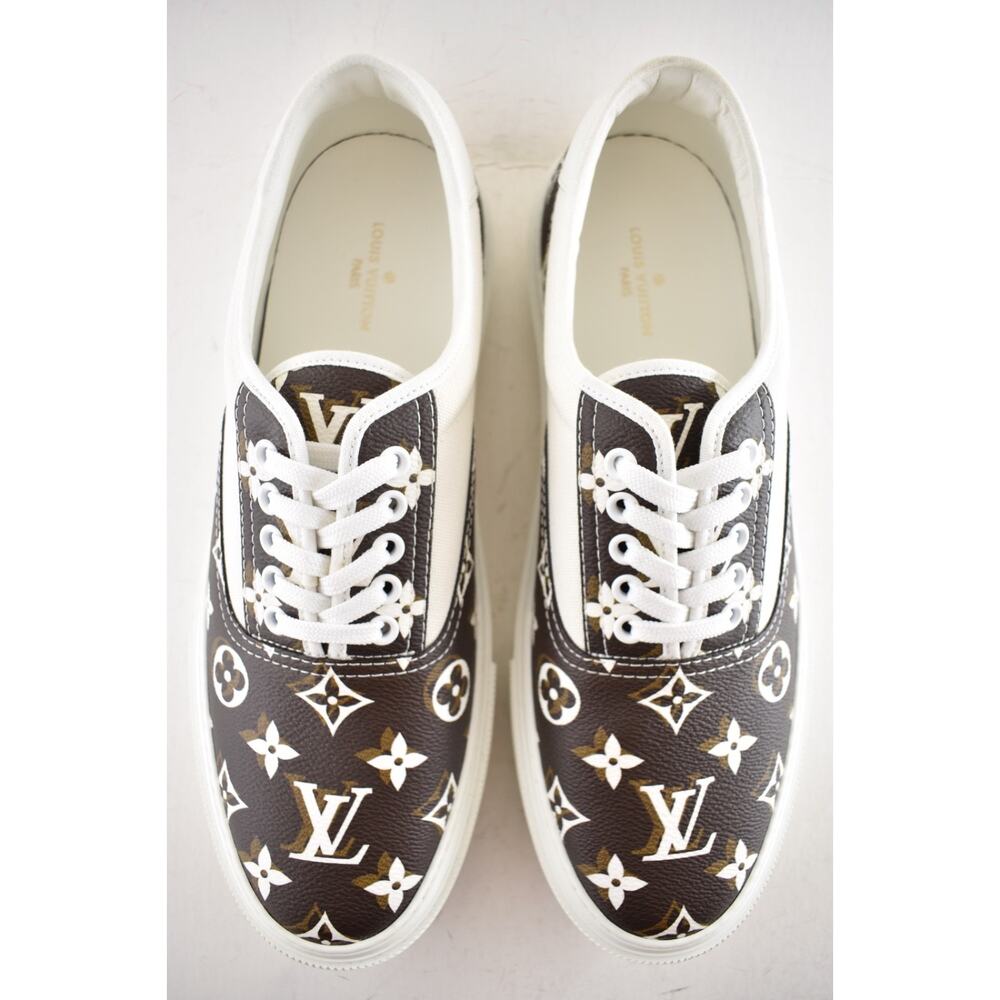 Louis Vuitton Trocadero Richelieu White Monogram Logo Low Sneaker UK 9 US 10 11 - Picture 9 of 14